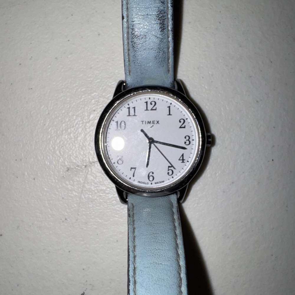 Timex Color Pop Watch Women 30mm Silver Tone Blue Easy Reader Indiglo New Batter